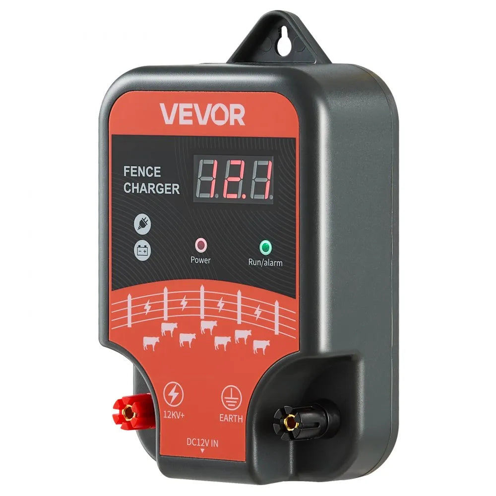 VEVOR Electric Fence Charger, 10kV 3J, AC DC Electric Fence Energizer with LED Indicator, 1.86 Miles Range, Powerful Plug-in Fences Charger, Prevents Wild Animals Intrusion for Livestock Poultry