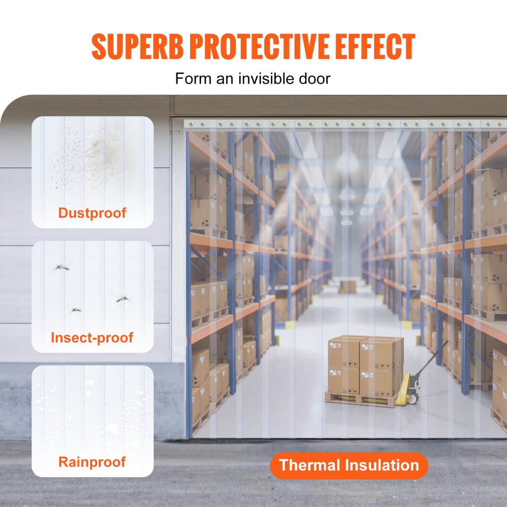 VEVOR Strip Curtain, 100' Length, 12" Width, 0.12" Thickness, Clear Smooth Plastic Door Strips, PVC Curtain Strip Door Bulk Roll for Warehouses, Factories, Supermarkets, Shopping Malls, Halls, Garages