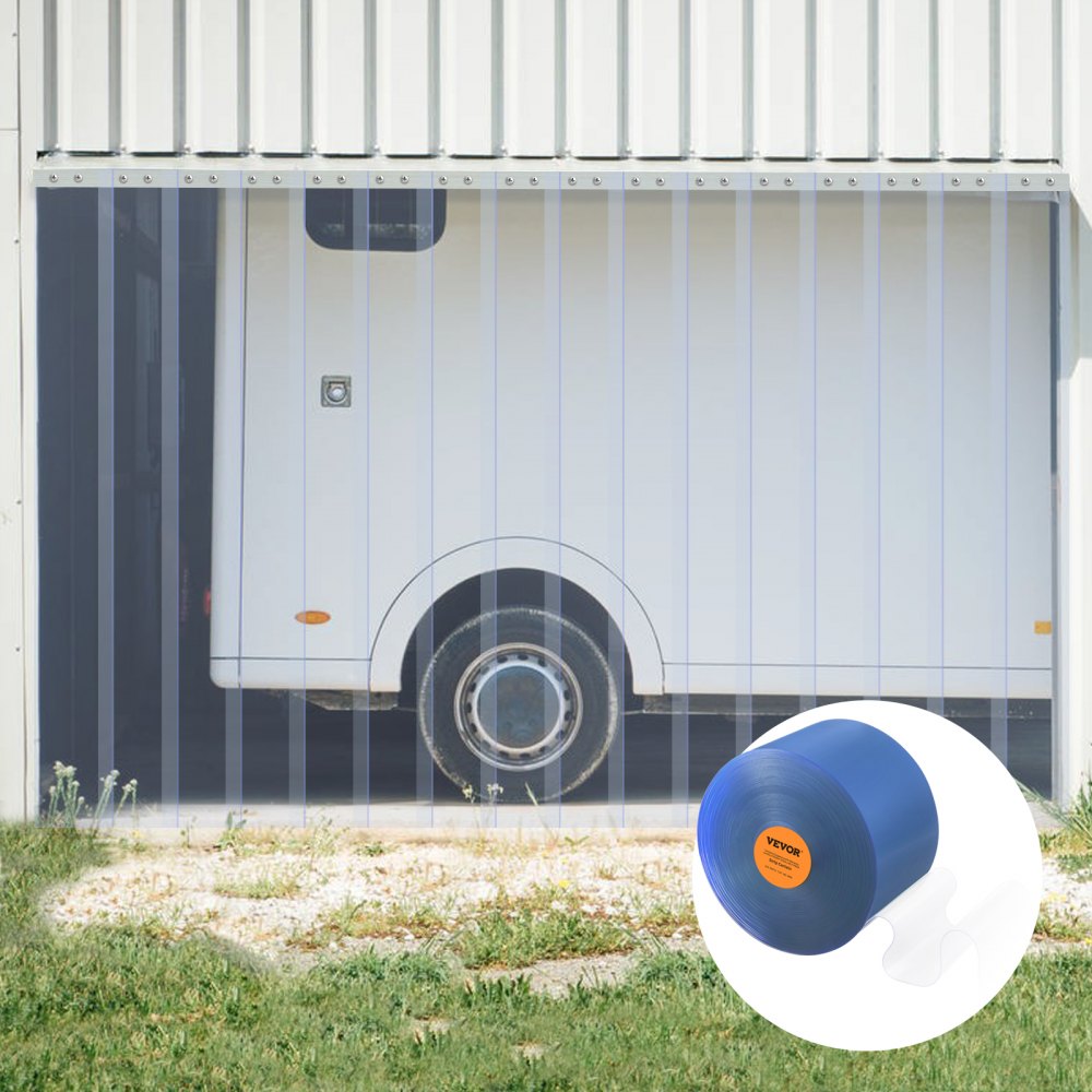 VEVOR Strip Curtain, 100' Length, 12" Width, 0.12" Thickness, Clear Smooth Plastic Door Strips, PVC Curtain Strip Door Bulk Roll for Warehouses, Factories, Supermarkets, Shopping Malls, Halls, Garages