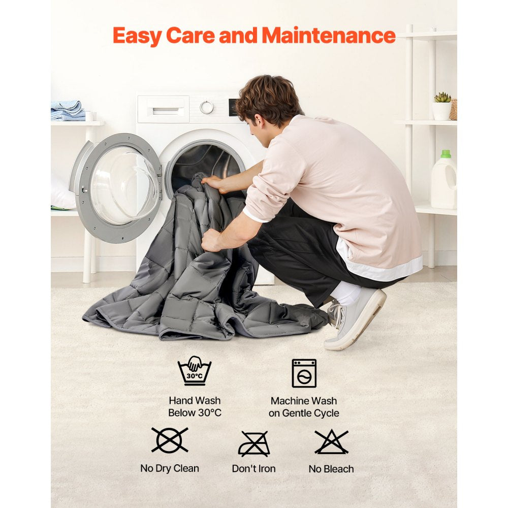 VEVOR Weighted Blanket, 20 lbs, 88 x 104 in King Size, Cooling Breathable Heavy Blanket with Glass Beads, All-Season Use, Suitable for 200-250 lbs Adults, Anxiety Stress Relief, Improve Sleep, Grey