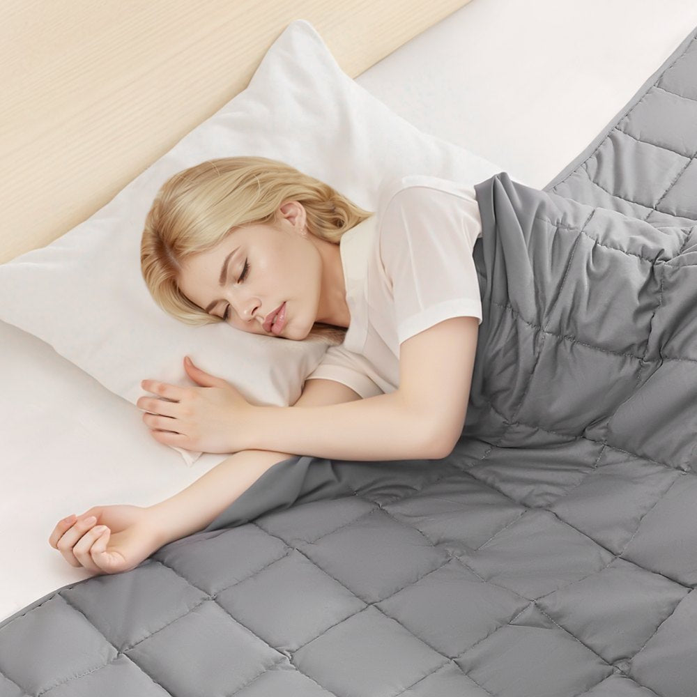 VEVOR Weighted Blanket, 25 lbs, 60 x 80 in Queen Size, Cooling Breathable Heavy Blanket with Glass Beads, All-Season Use, Suitable for 250-310 lbs Adults, Anxiety Stress Relief, Improve Sleep, Grey
