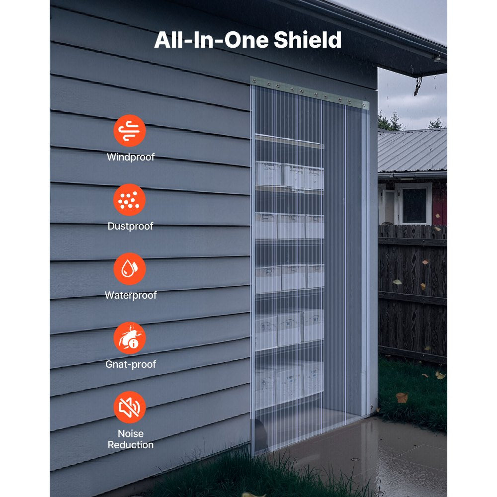VEVOR Clear PVC Strip Curtain, 50 ft Length x 8 in Width, Ribbed Plastic Door Strip Bulk Roll, Walk in Freezer Cooler Curtain Strips for Doorways of Supermarket, Garage, Warehouse, Pet Animal House