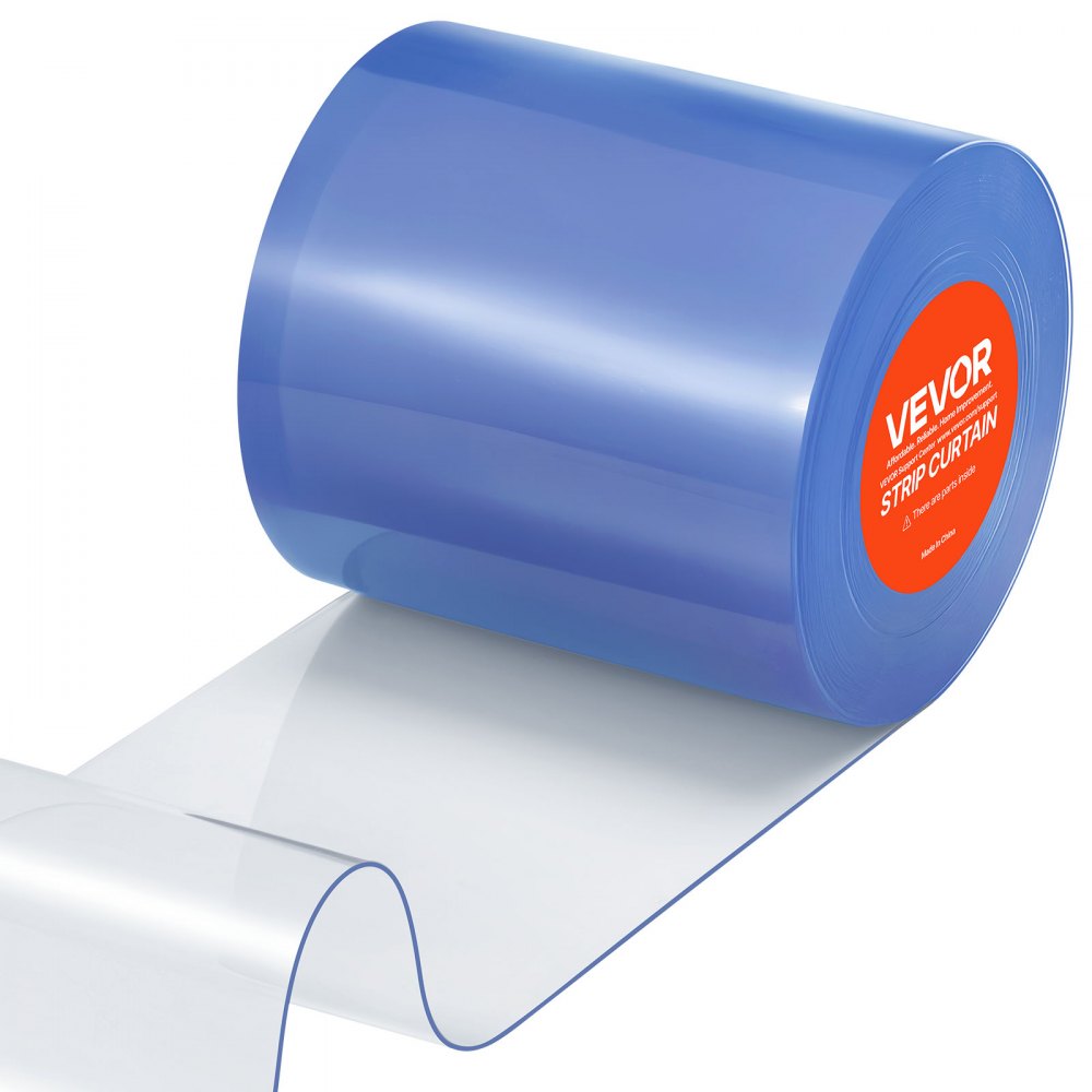 VEVOR Clear PVC Strip Curtain, 50 ft Length x 8 in Width, Plastic Door Strip Bulk Roll, Walk in Freezer Cooler Curtain Strips for Doorways of Supermarket, Garage, Warehouse, Barn, Pet Animal House