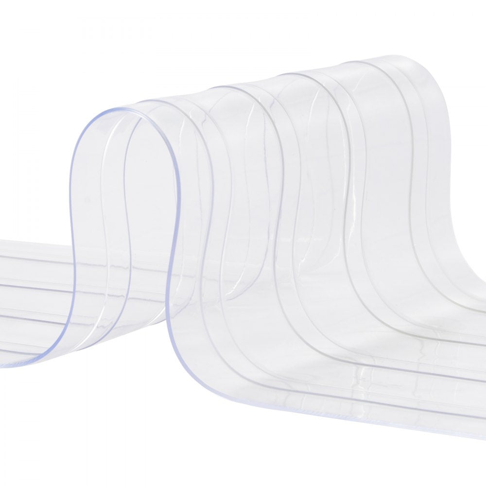 VEVOR Strip Curtain, 75' Length, 8" Width, 0.08" Thickness, Clear Ribbed Plastic Door Strips, PVC Curtain Strip Door Bulk Roll for Warehouses, Factories, Supermarkets, Shopping Malls, Halls, Garages