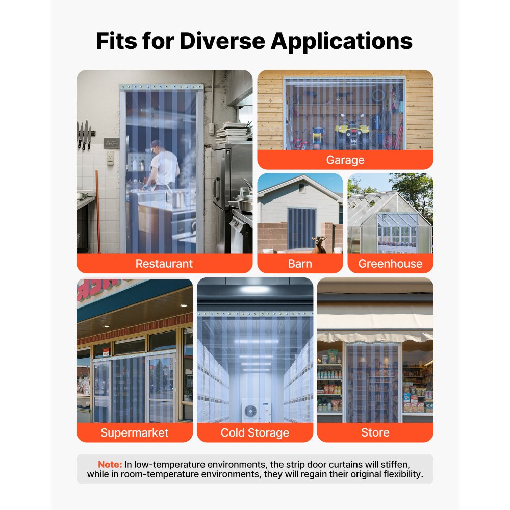 VEVOR Clear PVC Strip Curtain, 101 ft Length x 12 in Width, Thermal Insulating Plastic Door Strip Bulk Roll, Walk in Freezer Cooler Curtain Strips for Doorways of Supermarket, Garage, Warehouse