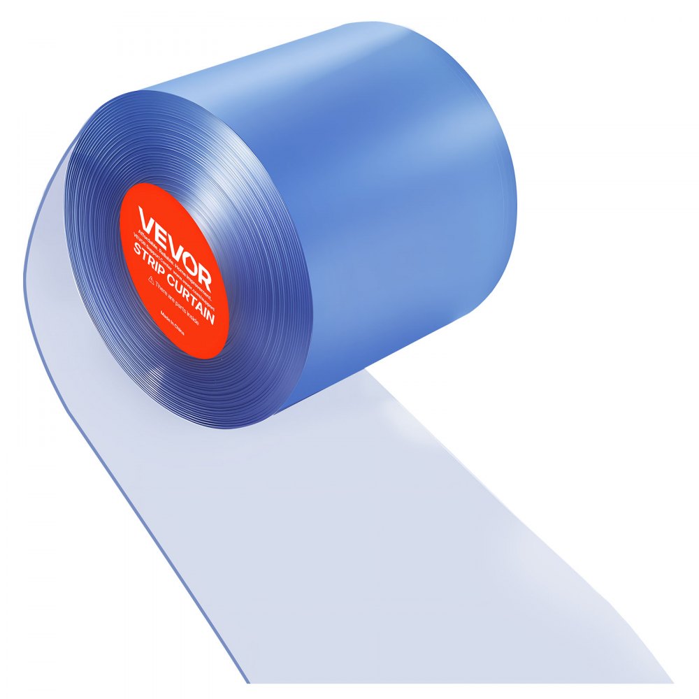 VEVOR Clear PVC Strip Curtain, 101 ft Length x 12 in Width, Thermal Insulating Plastic Door Strip Bulk Roll, Walk in Freezer Cooler Curtain Strips for Doorways of Supermarket, Garage, Warehouse