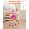 VEVOR Shopping Cart for Kids, Sturdy Metal Frame, Toy Shopping Cart with Baby Doll, 4 Rolling Wheels, Doll Seat Carrier, Grocery Pretend Play Toy Trolley, Folds for Easy Storage, for Toddlers Ages 3+