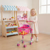 VEVOR Shopping Cart for Kids, Sturdy Metal Frame, Toy Shopping Cart with Baby Doll, 4 Rolling Wheels, Doll Seat Carrier, Grocery Pretend Play Toy Trolley, Folds for Easy Storage, for Toddlers Ages 3+