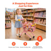 VEVOR Shopping Cart for Kids, Sturdy Steel Frame, Grocery Store Pretend Play Toy with Wheels, Dense Mesh Basket, Toy Shopping Cart Trolley, Foldable Design, Flip-Open Back, for Kids & Toddlers Ages 3+