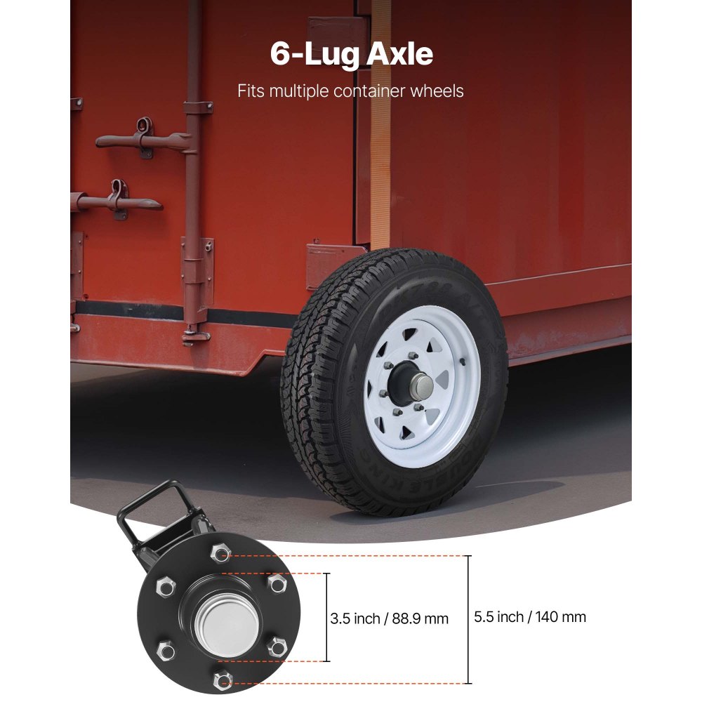 VEVOR Shipping Container Wheels 6-Lug Wheels Kit, Heavy Duty Shipping Container Axle with Ratchet Tie Down-Moves 20 ft - 40 ft, Secure Transport for Dock, Warehouse, Construction Site, Black