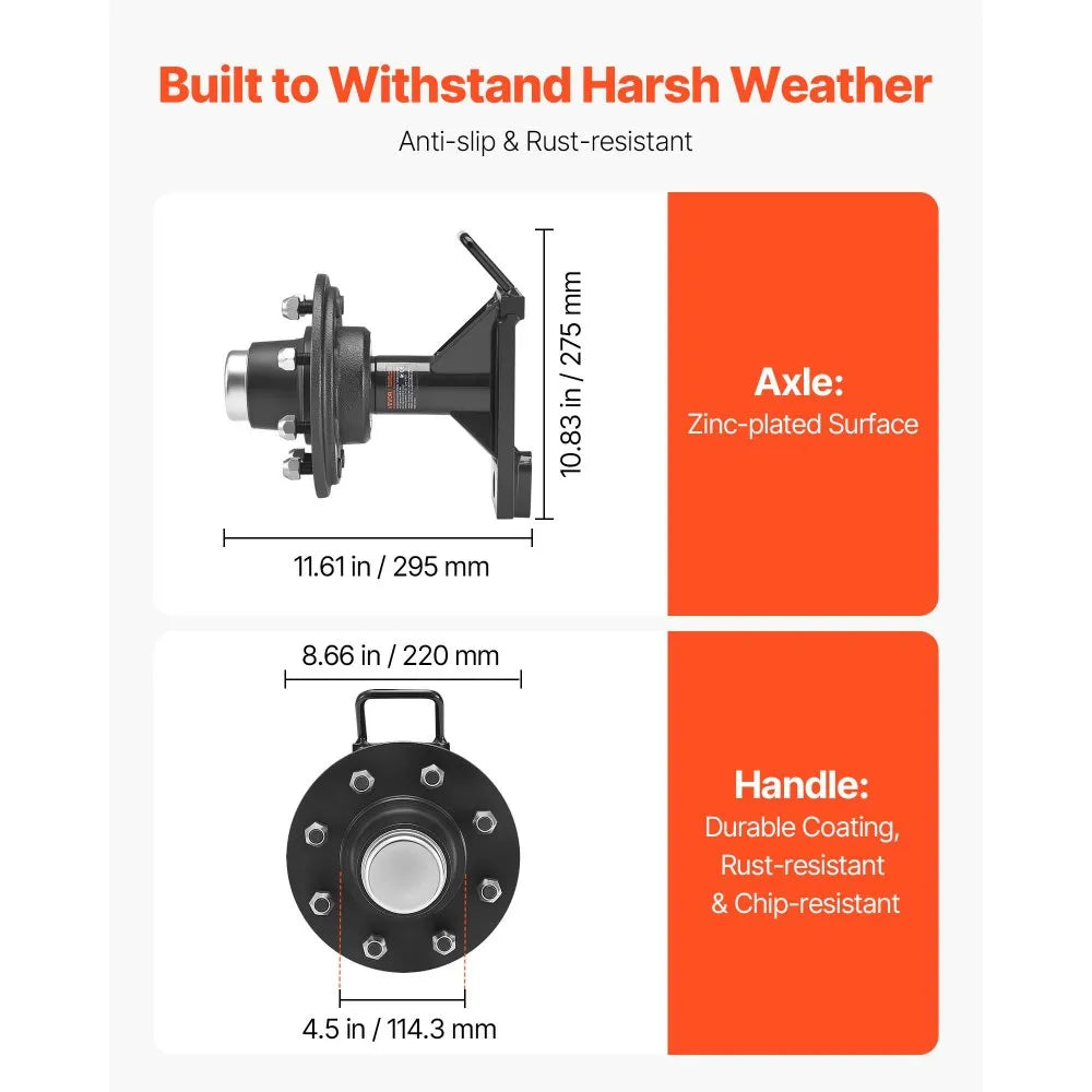 VEVOR Shipping Container Wheels 8-Lug Wheels Kit, Heavy Duty Shipping Container Axle with Ratchet Tie Down-Moves 20 ft - 40 ft, Secure Transport for Dock, Warehouse, Construction Site, Black