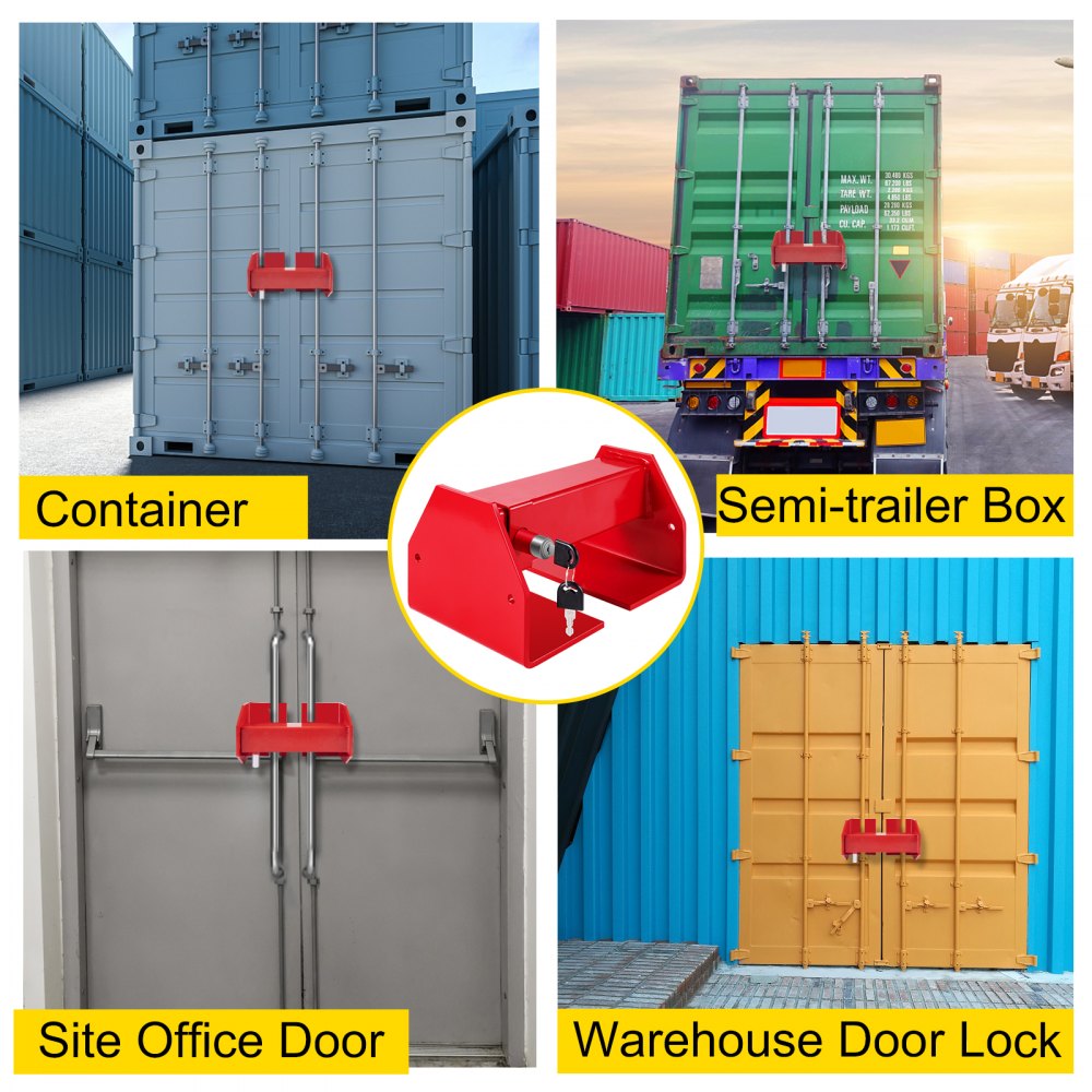 VEVOR Cargo Container Lock 9.84\"-17.32\" Locking Distance Semi Truck Door Locks with 2 Keys Shipping Container Accessories Red Powder-Coated with Spring Lock for Fixed Container(Large Size)
