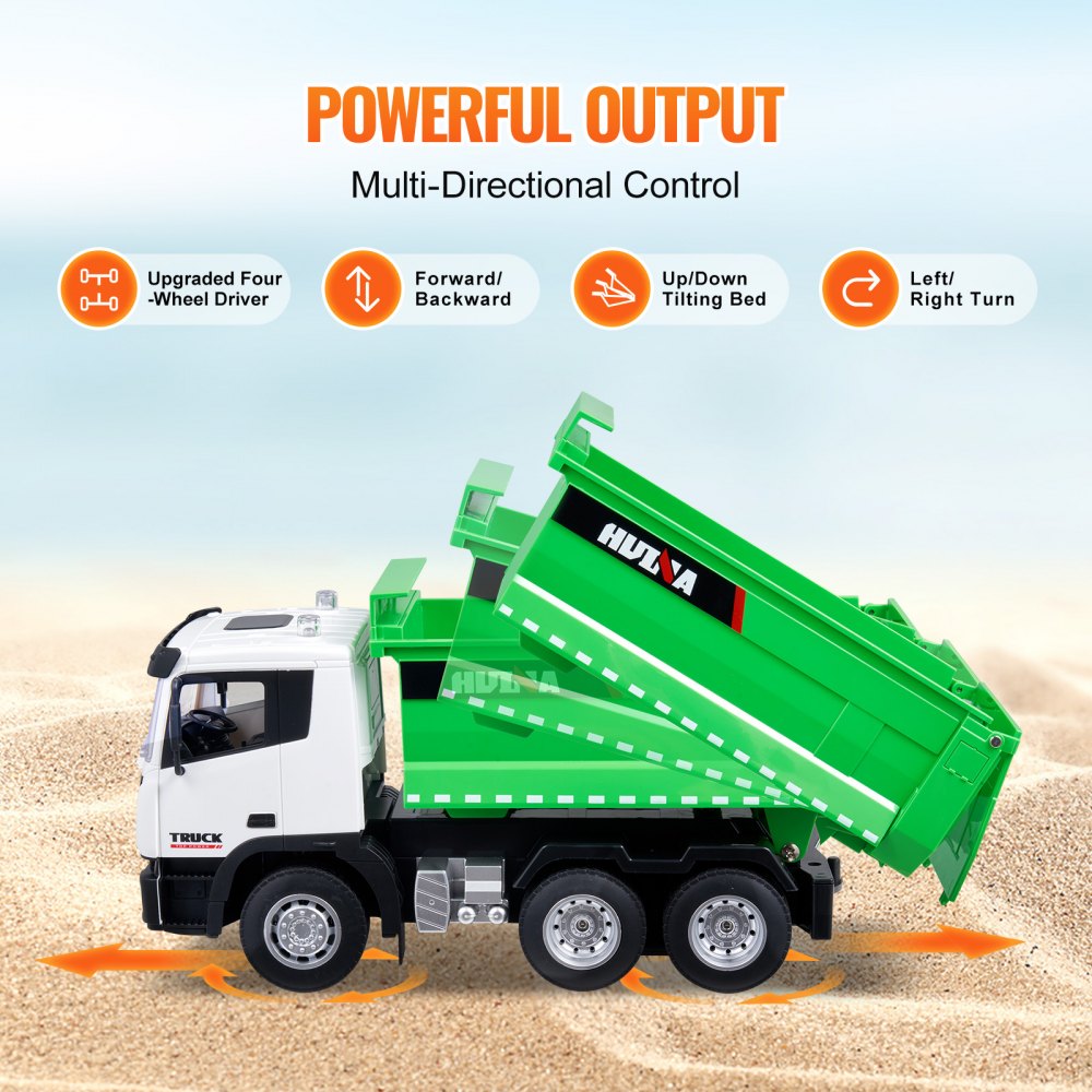 VEVOR RC Dump Truck Toy, 9-Channel 1:18 Scale, Remote Control Dump Truck RC Construction Vehicle Truck Toy with Light & 2 Rechargeable Batteries Birthday Gift for Toddlers Kids Boys and Girls Age 8+
