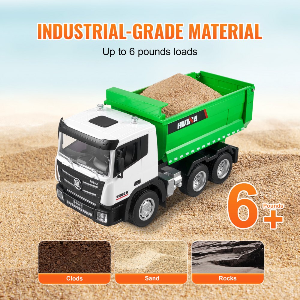VEVOR RC Dump Truck Toy, 9-Channel 1:18 Scale, Remote Control Dump Truck RC Construction Vehicle Truck Toy with Light & 2 Rechargeable Batteries Birthday Gift for Toddlers Kids Boys and Girls Age 8+