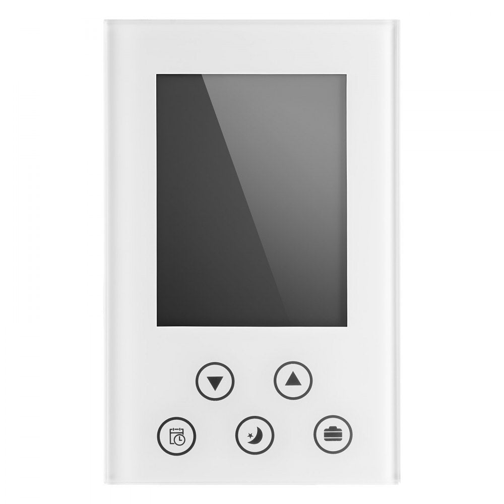 VEVOR 7-Day Programmable Thermostat, Home Thermostats for Radiant Underfloor Heating Cable,Heat Pump, Built-in GFCI & Sensitive Sensor, LED Screen with Backlight,Energy-Efficient,White