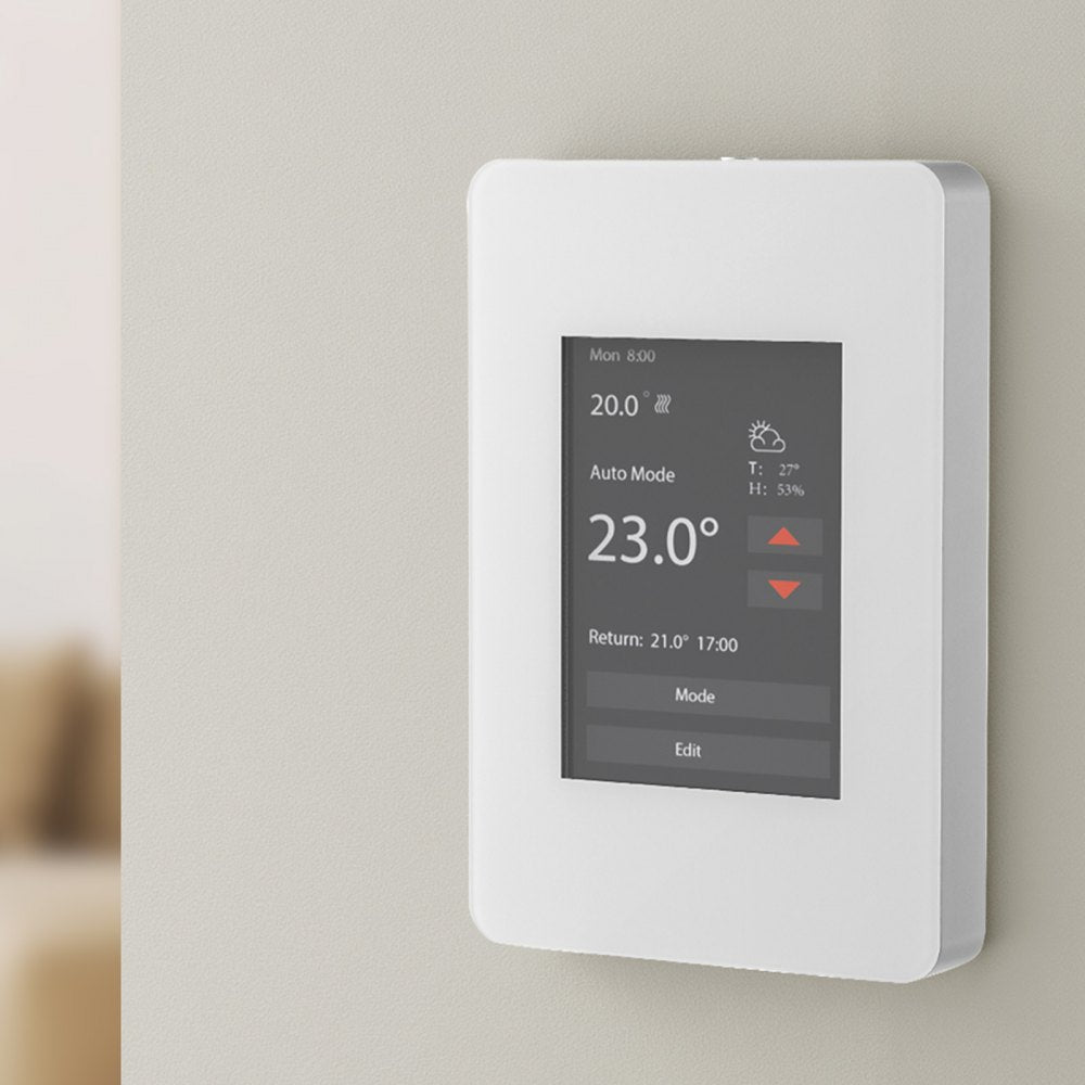 VEVOR 7-Day Programmable Thermostat, Home Thermostats for Radiant Underfloor Heating Cable,Heat Pump with GFCI & Sensitive Sensor,TFT Color Display Touchscreen,Efficient,Gray-White (Without Wifi)