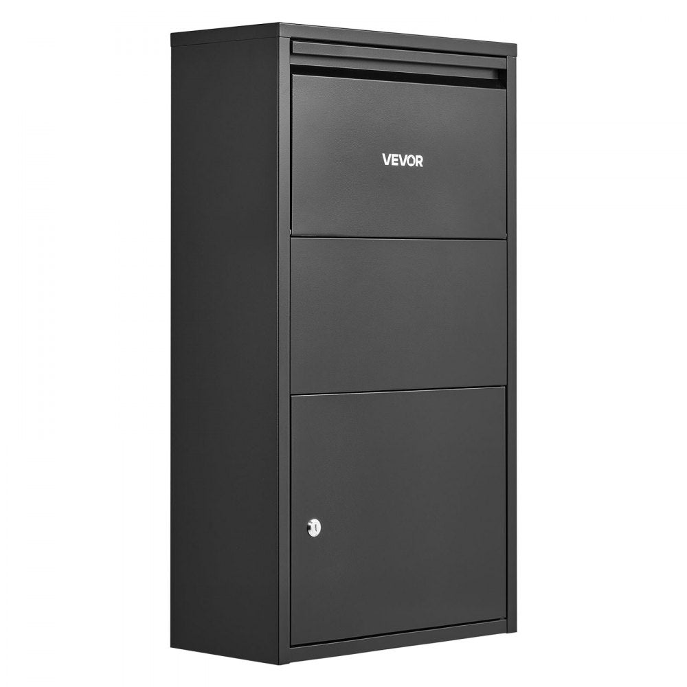 VEVOR Package Delivery Box for Outside 32.48 in Wall Mount Parcel Drop Box, for Porch, Curbside & House Storage, Lockable Anti-Theft Waterproof Weatherproof, Large Metal Mailbox for Outdoor, Black