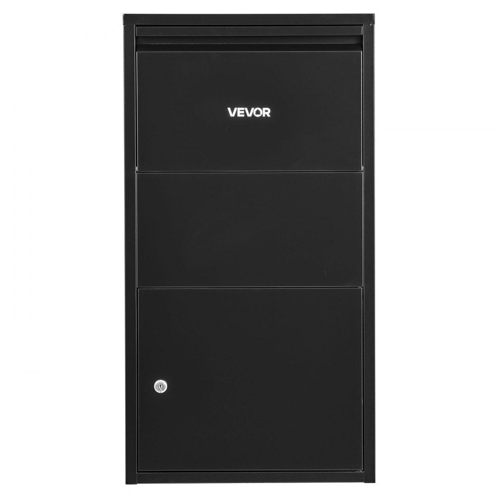 VEVOR Package Delivery Box for Outside 32.48 in Wall Mount Parcel Drop Box, for Porch, Curbside & House Storage, Lockable Anti-Theft Waterproof Weatherproof, Large Metal Mailbox for Outdoor, Black