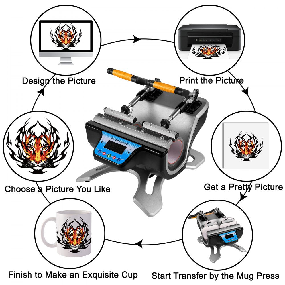 VEVOR Mug Heat Press, 2pcs 15oz Mug Press Sublimation Machine Dual Station Design, 280W LCD Cup Press Machine for 11oz-15oz, DIY Presser Transferring Pictures on Coffee Mugs Ceramic Cups Bottles