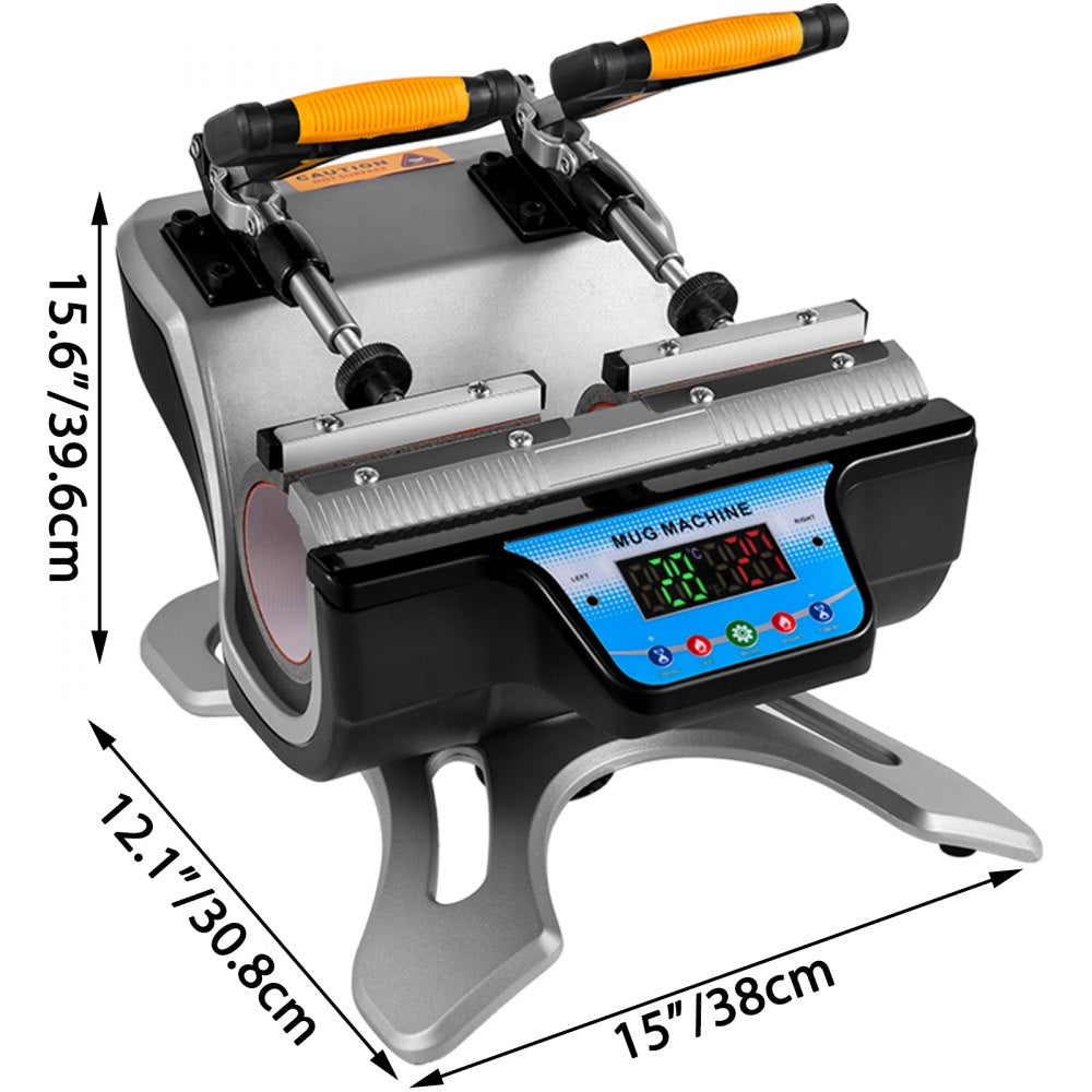 VEVOR Mug Heat Press, 2pcs 15oz Mug Press Sublimation Machine Dual Station Design, 280W LCD Cup Press Machine for 11oz-15oz, DIY Presser Transferring Pictures on Coffee Mugs Ceramic Cups Bottles