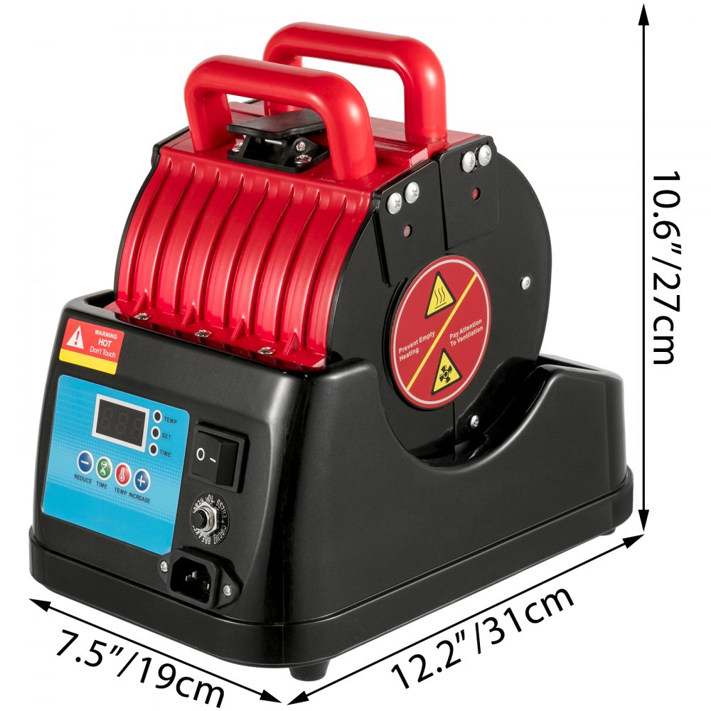VEVOR Mug Press 600W Mug Heat Press 4 In 1 Heat Press Bottle Red Mug Cup Heat Press Machine Mug Sublimation Heat Press for Transferring Pictures on 11oz, 9oz, 1.5oz, 3oz Mugs, Wine Glasses and Bottles