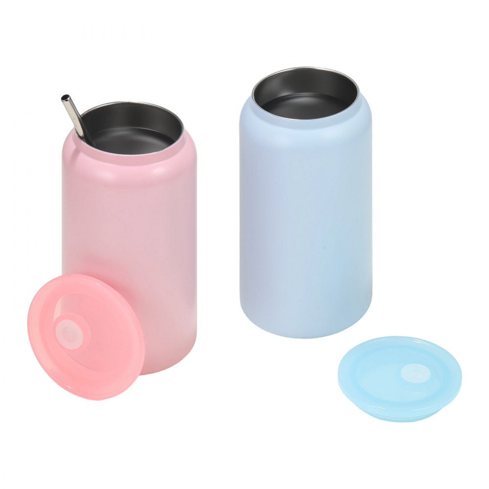 VEVOR Sublimation Tumblers, 12 Pack, 16 oz Multicolored Tumblers Bulk, Stainless Steel Sublimation Cups with Lids and Straws, Double Wall Insulated Tumbler Blank, for DIY Personalized Customization