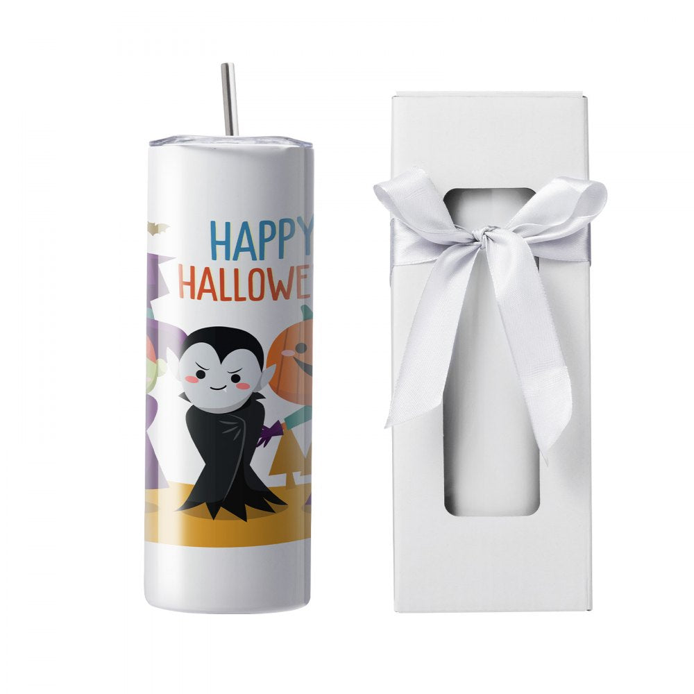 VEVOR 24 Pack Sublimation Tumblers 20oz Skinny Straight, Stainless Steel Sublimation Tumblers Blank, Stainless Steel Double Wall Tumbler for Heat Transfer Customized Gifts with Lid and Straw, Gift Box