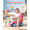 VEVOR Ride On Push Car for Toddlers Ages 19+ Months Sit-to-Stand Ride Toy, Kids Ride On Car for Boys Girls, Music Steering Wheel, Horn, Under-Seat Storage, Detachable Back,Indoor Outdoor Play, Pink