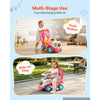 VEVOR Ride On Push Car for Toddlers Ages 19+ Months Sit-to-Stand Ride Toy, Kids Ride On Car for Boys Girls, Music Steering Wheel, Horn, Under-Seat Storage, Detachable Back,Indoor Outdoor Play, Pink