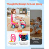 VEVOR Ride On Push Car for Toddlers Ages 19+ Months Sit-to-Stand Ride Toy, Kids Ride On Car for Boys Girls, Music Steering Wheel, Horn, Under-Seat Storage, Detachable Back,Indoor Outdoor Play, Pink