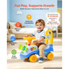 VEVOR Ride On Push Car for Toddlers Ages 19+ Months Sit-to-Stand Ride Toy, Kids Ride On Car for Boys Girls, Music Steering Wheel, Horn, Under-Seat Storage, Detachable Back, Indoor Outdoor Play, Blue