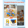 VEVOR Ride On Push Car for Toddlers Ages 19+ Months Sit-to-Stand Ride Toy, Kids Ride On Car for Boys Girls, Music Steering Wheel, Horn, Under-Seat Storage, Detachable Back, Indoor Outdoor Play, Blue