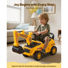 VEVOR Ride On Toddler Car, Push Car for Toddler 19 to 36 Months, Excavator Digger Toy with Helmet & Music, 55 lbs Load Capacity, Foot-to-Floor Walker for Kids, Yellow