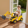 VEVOR Ride On Toddler Car, Push Car for Toddler 19 to 36 Months, Excavator Digger Toy with Helmet & Music, 55 lbs Load Capacity, Foot-to-Floor Walker for Kids, Yellow