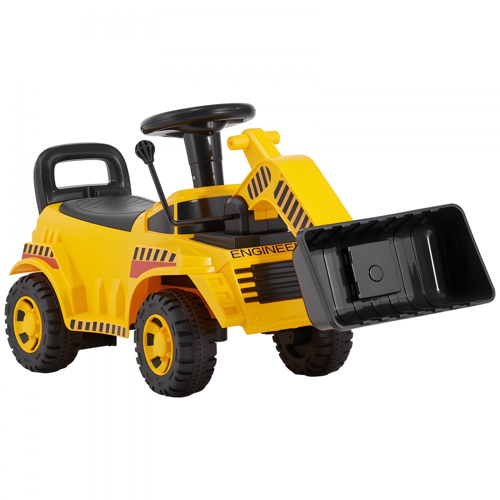 VEVOR Ride On Toddler Car, Ride on Excavator Car for Toddler 19 to 36 Months, Excavator Bulldozer Digger Toy with Under-seat Storage & Music, 55 lbs Load Capacity, Foot-to-Floor Walker for Kid, Yellow