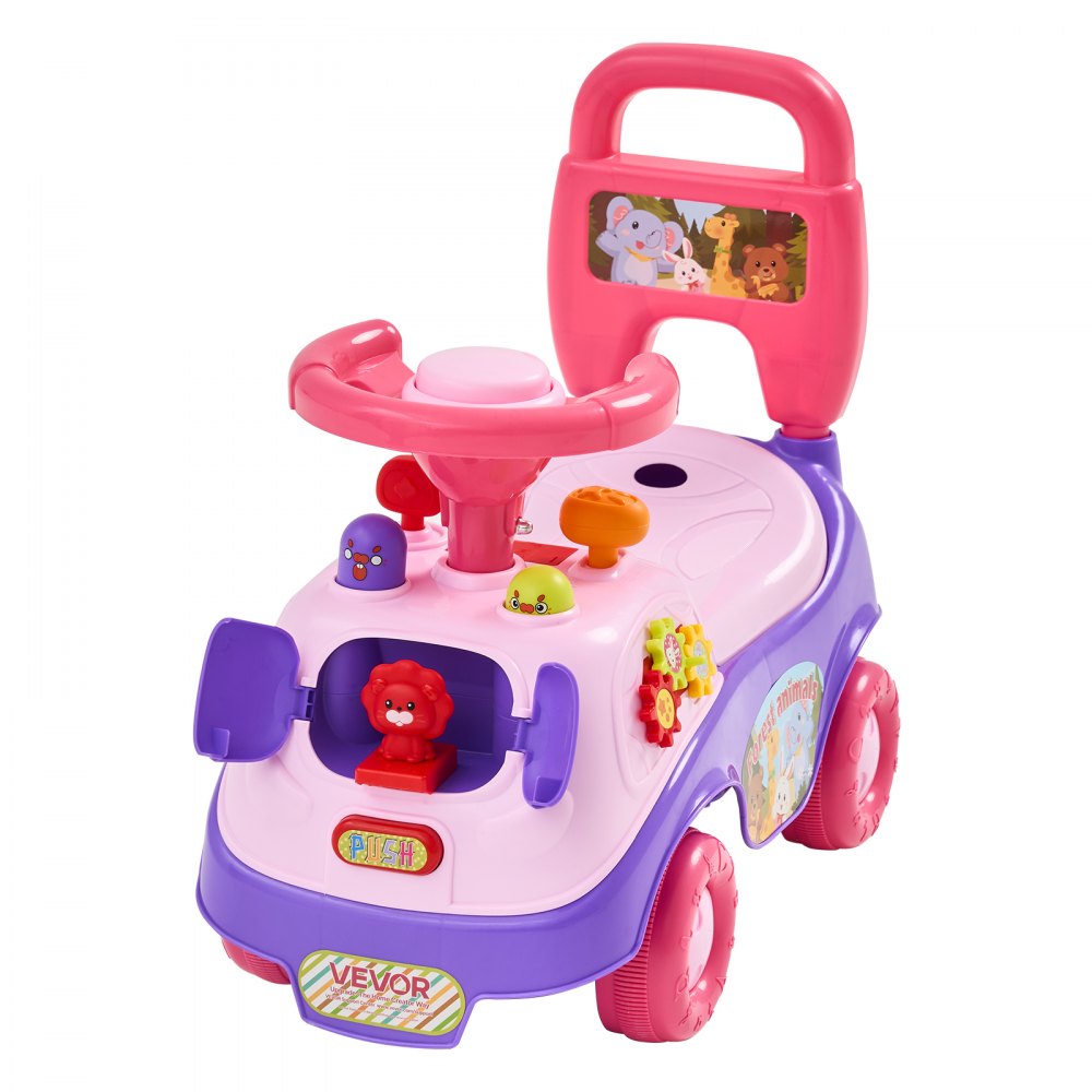 VEVOR Ride On Push Car for Toddlers Ages 19+ Months Sit-to-Stand Ride Toy, Kids Ride On Car for Boys Girls, Music Steering Wheel, Horn, Under-Seat Storage, Detachable Back,Indoor Outdoor Play,Purple