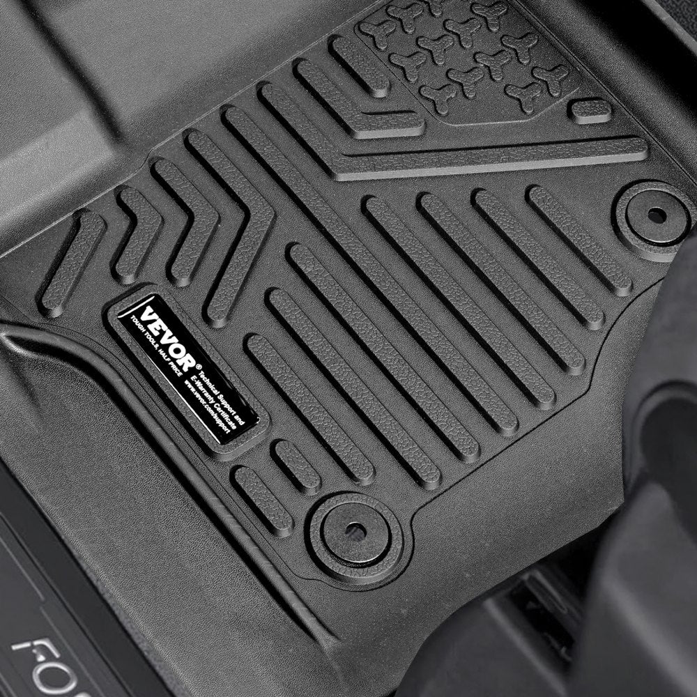 VEVOR Automotive Floor Mats, Fits for 2015-2024 Ford F-150 (Includes 2022-2024 Lightning) SuperCrew with Carpet & Without Fold Flat Storage, 3 pcs Front and 2nd Row Liners, Liners for Trucks, Black