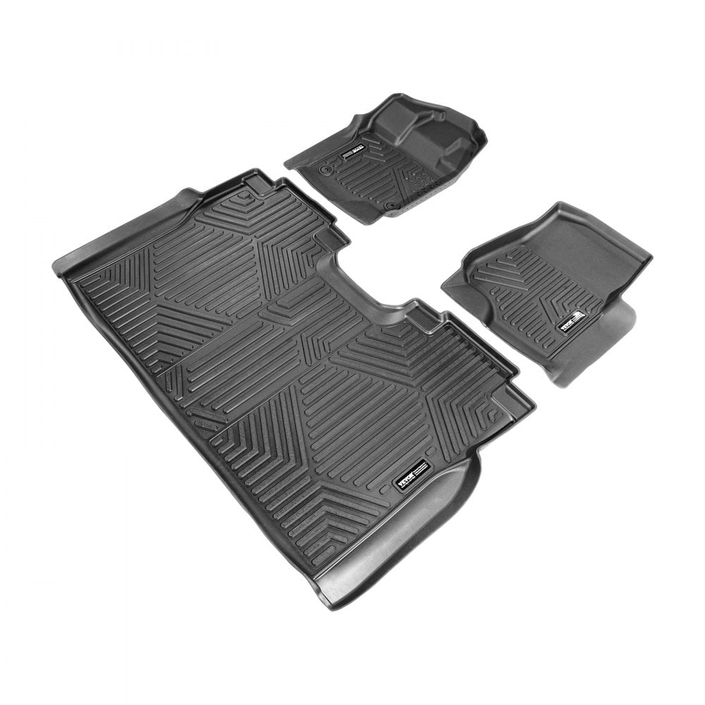 VEVOR Automotive Floor Mats, Fits for 2015-2024 Ford F-150 (Includes 2022-2024 Lightning) SuperCrew with Carpet & Without Fold Flat Storage, 3 pcs Front and 2nd Row Liners, Liners for Trucks, Black
