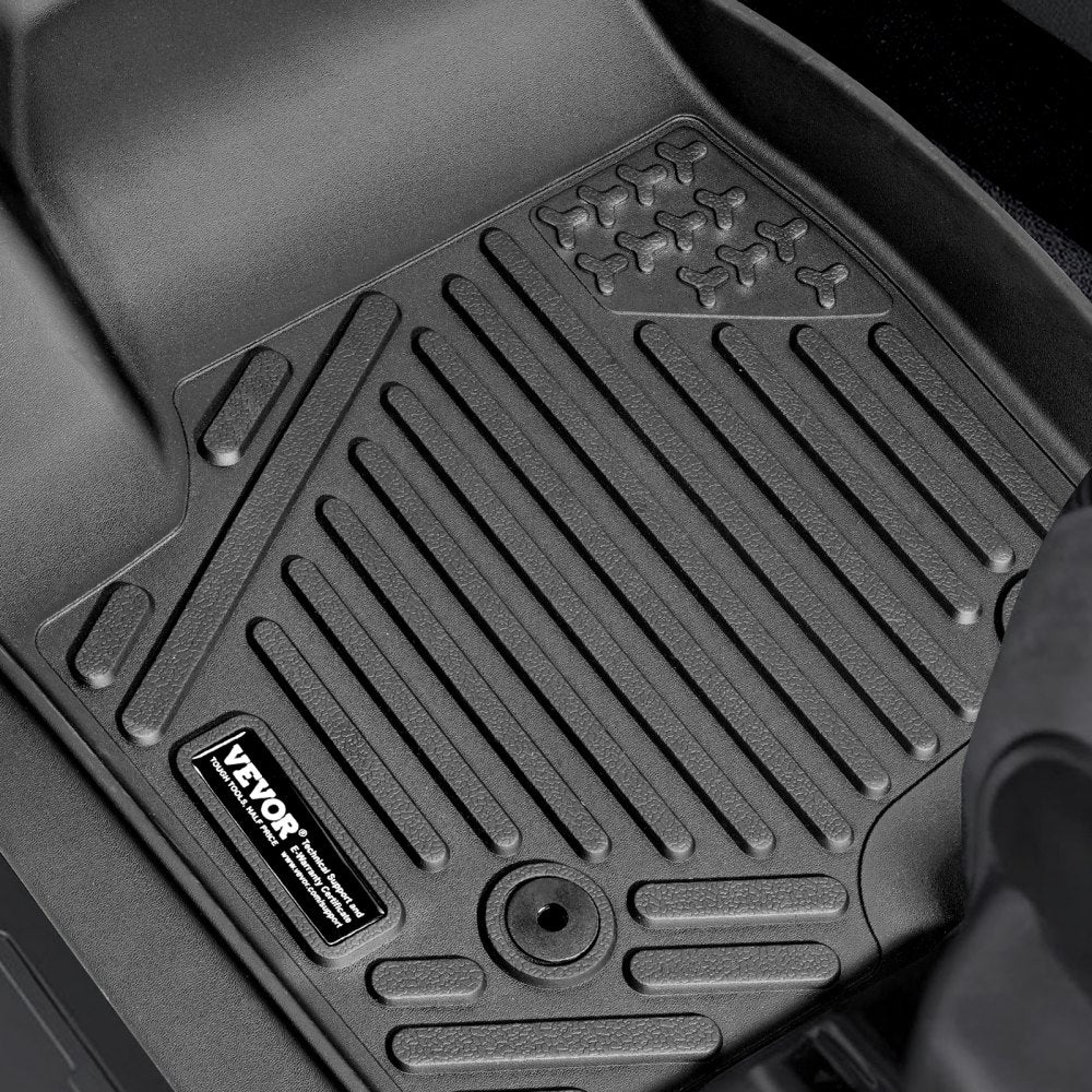 VEVOR Automotive Floor Mats, Fits for Chevrolet Silverado/GMC Sierra 1500, 2500/3500 HD 2019-2024/2020-2024, 3 pcs Front and 2nd Row Liners, All Weather Custom Fit TPE Vehicle Floor Mats, Black