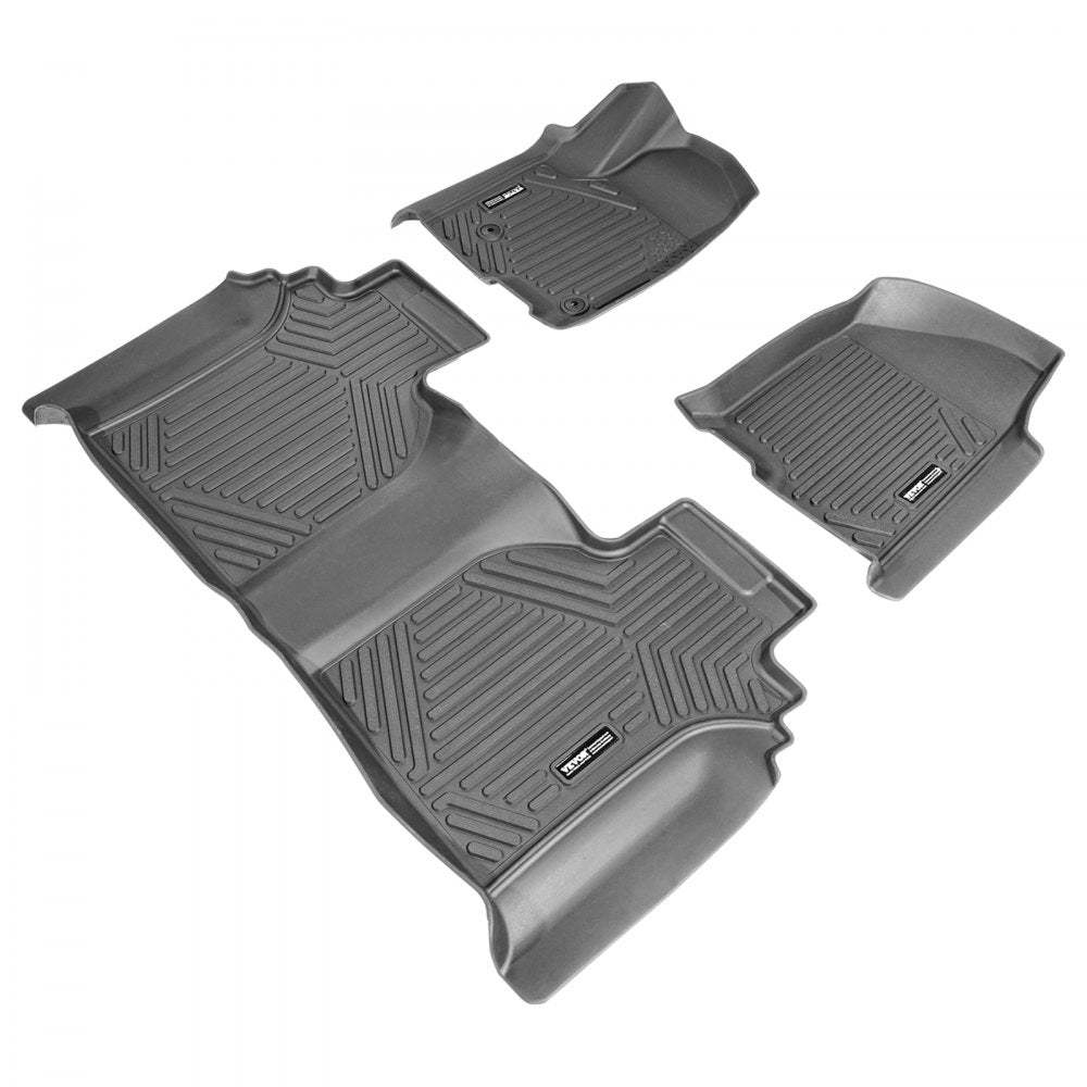 VEVOR Automotive Floor Mats, Fits for Chevrolet Silverado/GMC Sierra 1500, 2500/3500 HD 2019-2024/2020-2024, 3 pcs Front and 2nd Row Liners, All Weather Custom Fit TPE Vehicle Floor Mats, Black