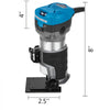 VEVOR Compact Router 1.25HP With Fixed Base, Plunge Base and Tilt Base, Variable Speed Wood Router Kit Max Torque 30,000RPM 800W For Woodworking & Furniture Manufacturing