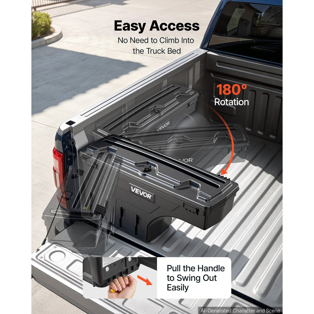 VEVOR Truck Bed Storage Box, 6.6 Gal/25 L Waterproof ABS Wheel Well Tool Box with Anti-Theft Combination Lock, Compatible with 2019-2023 Dodge Ram 1500, Driver Side Left (Drilling Required)
