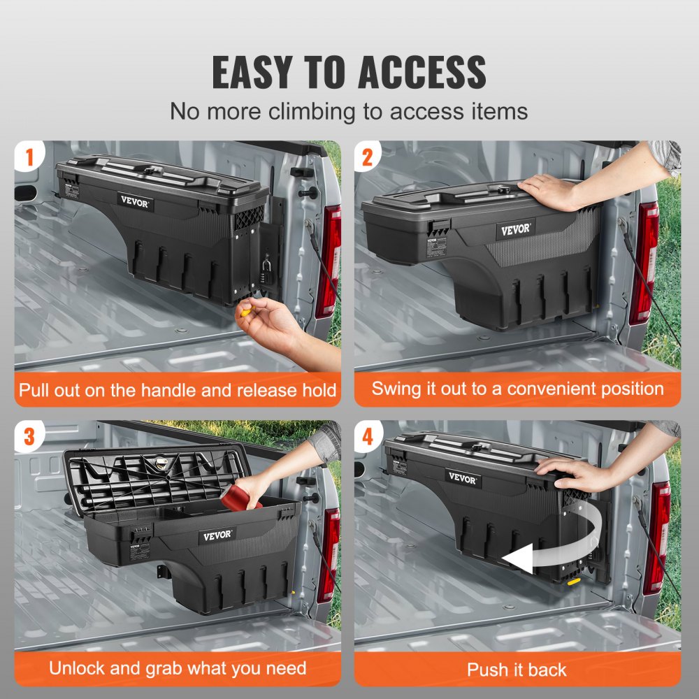 VEVOR Truck Bed Storage Box, Lockable with Password Padlock, 6.6 Gal/25 L ABS Wheel Well Tool Box, Waterproof and Durable, Compatible with Ford F-150 2015-2021, Passenger Side