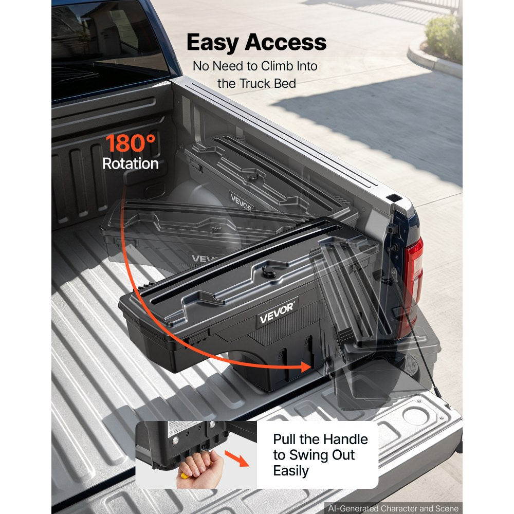 VEVOR Truck Bed Storage Box, 6.6 Gal/25 L Waterproof ABS Wheel Well Tool Box with Anti-Theft Combination Lock, Compatible with 1997-2014 Ford F-150, Passenger Side Right (Drilling Required)