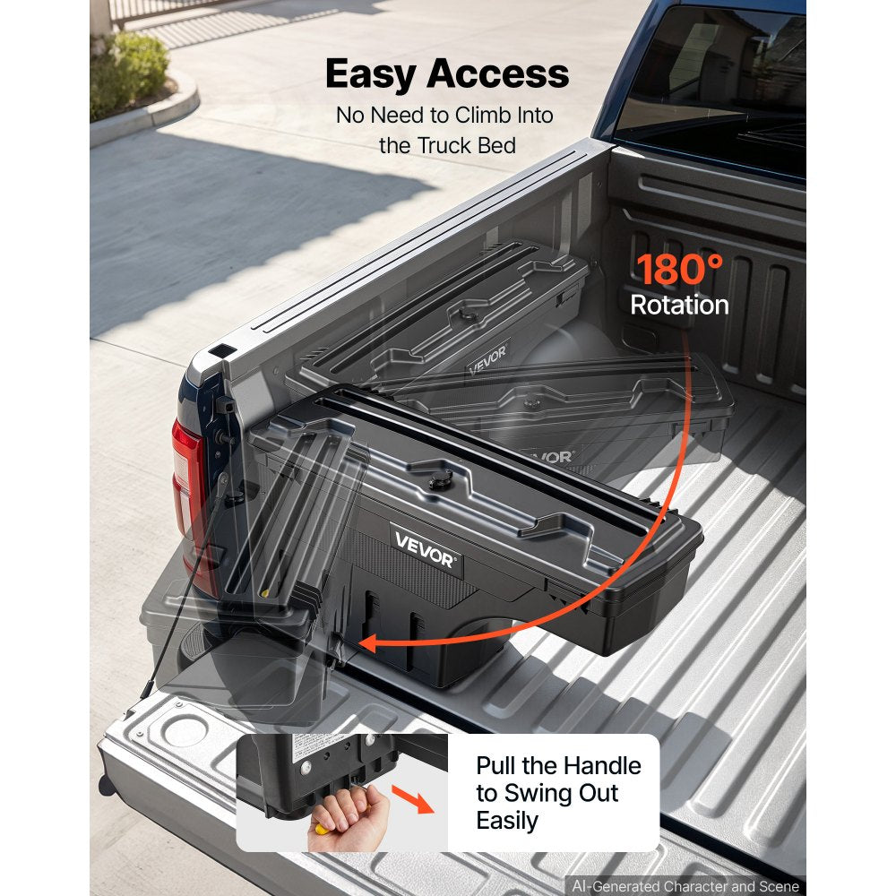 VEVOR Truck Bed Storage Box, 6.6 Gal/25 L Waterproof ABS Wheel Well Tool Box with Anti-Theft Combination Lock, Compatible with 1997-2014 Ford F-150, Driver Side Left (Drilling Required)
