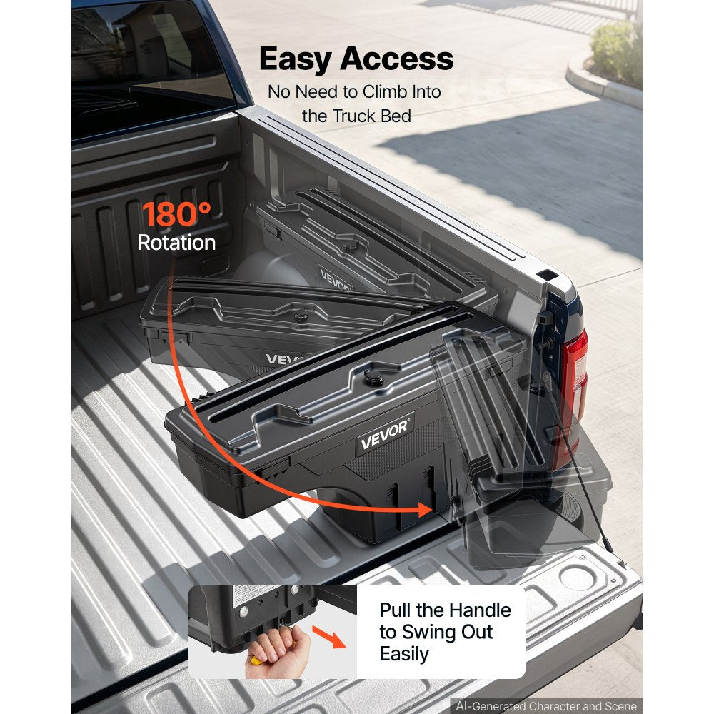 VEVOR Truck Bed Storage Box, 6.6 Gal/25L Waterproof ABS Wheel Well Tool Box, Anti-Theft Lock, Compatible with 2020-2025 Chevy/GMC Silverado/Sierra 2500/3500HD, Passenger Side Right (Drilling Required)