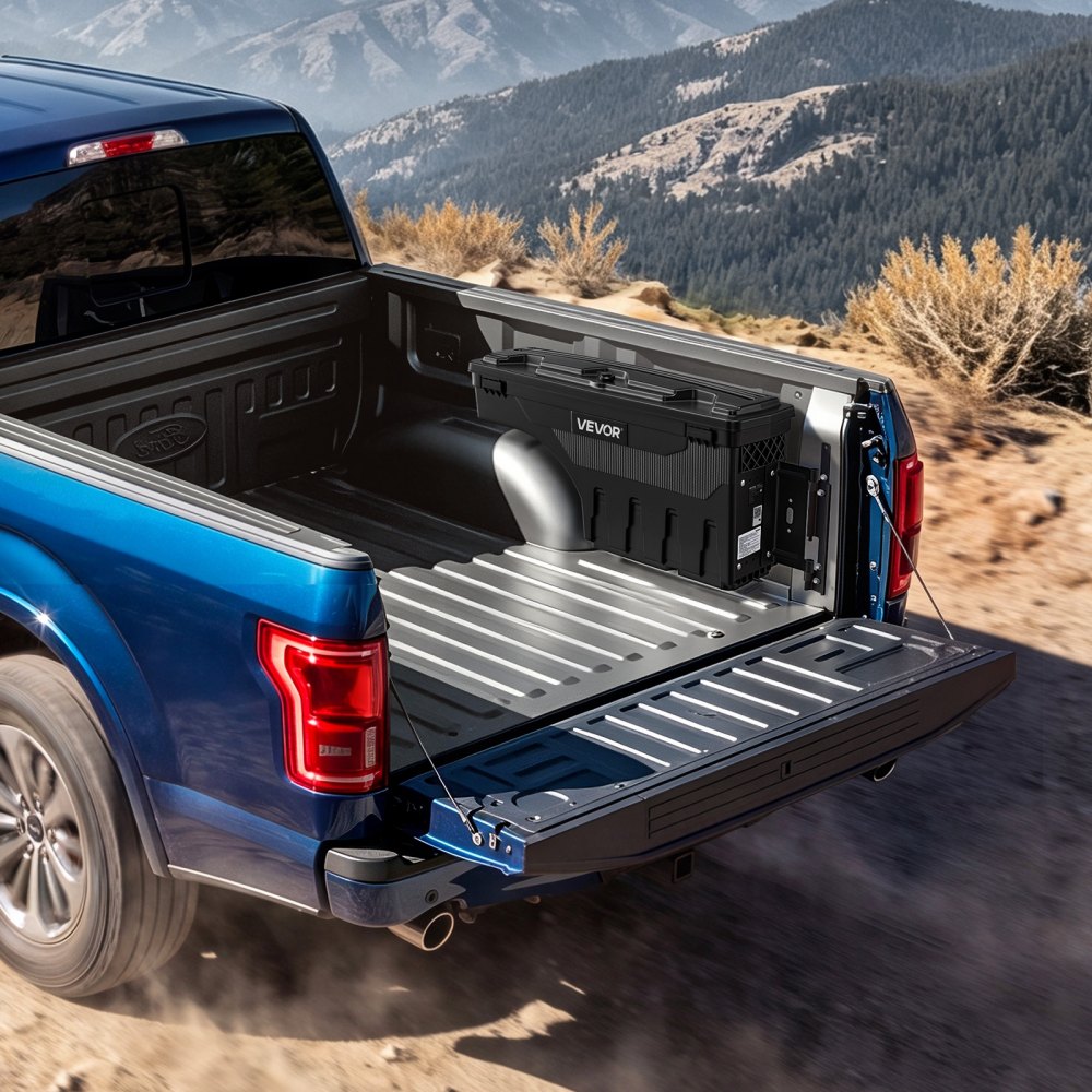 VEVOR Truck Bed Storage Box, 6.6 Gal/25L Waterproof ABS Wheel Well Tool Box, Anti-Theft Lock, Compatible with 2020-2025 Chevy/GMC Silverado/Sierra 2500/3500HD, Passenger Side Right (Drilling Required)