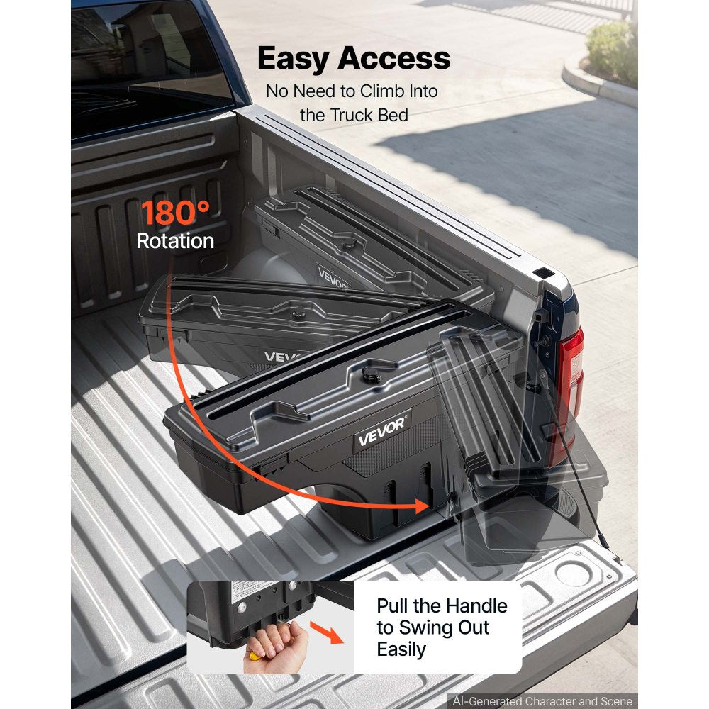 VEVOR Truck Bed Storage Box, 6.6 Gal/25L Waterproof ABS Wheel Well Toolbox, Anti-Theft Lock, Compatible with 2019-2021 Chevrolet Silverado 1500/GMC Sierra 1500, Passenger Side Right (Drilling Require)