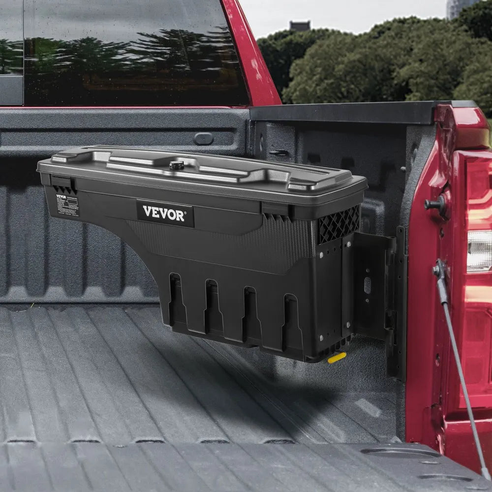 VEVOR Truck Bed Storage Box, Lockable Lid, Waterproof ABS Wheel Well Tool Box 6.6 Gal/20 L, Compatible with Chevrolet Silverado 1500 GMC Sierra 1500 2019-2020, Passenger Side, Black