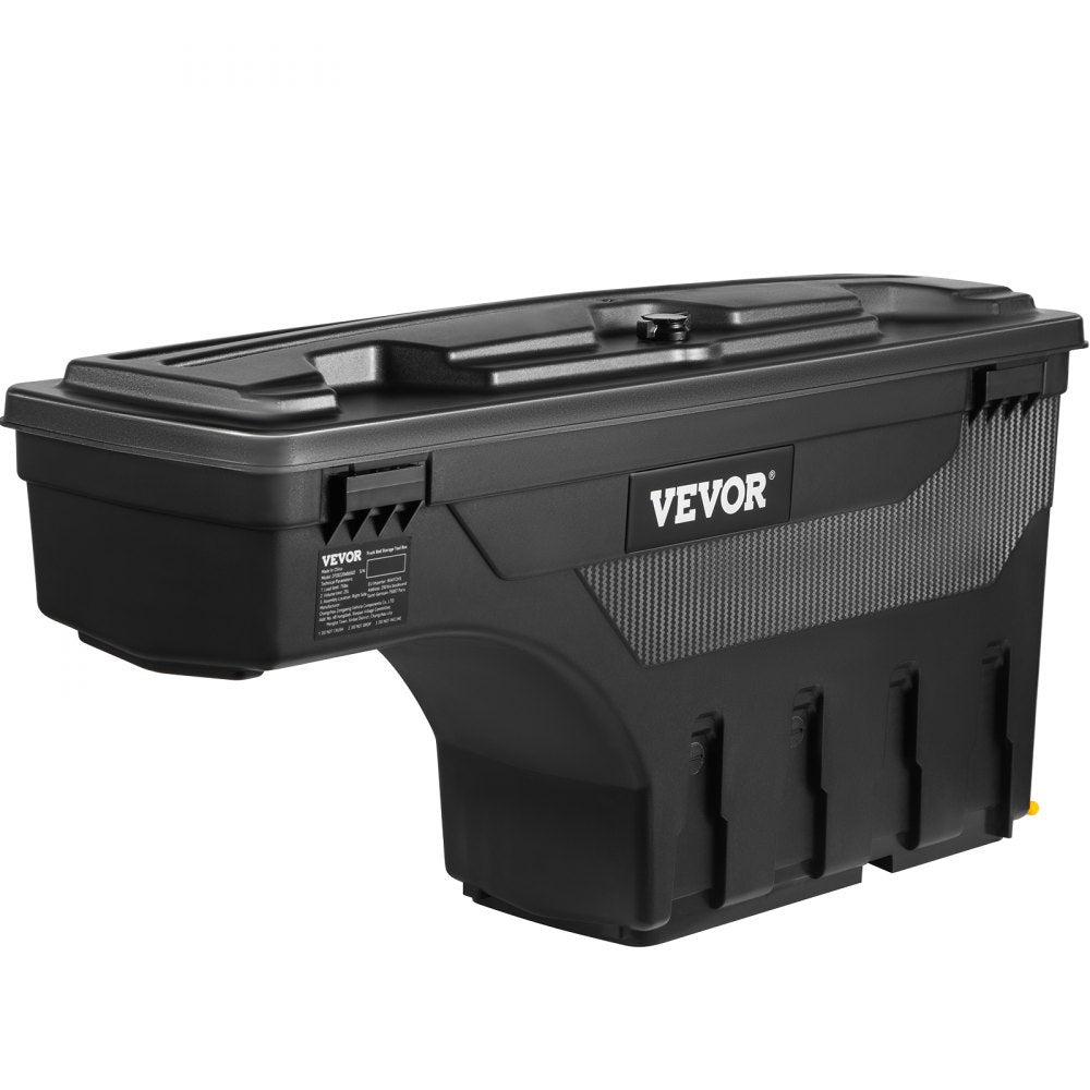VEVOR Truck Bed Storage Box, Lockable Lid, Waterproof ABS Wheel Well Tool Box 6.6 Gal/20 L, Compatible with Chevrolet Silverado 1500 GMC Sierra 1500 2019-2020, Passenger Side, Black